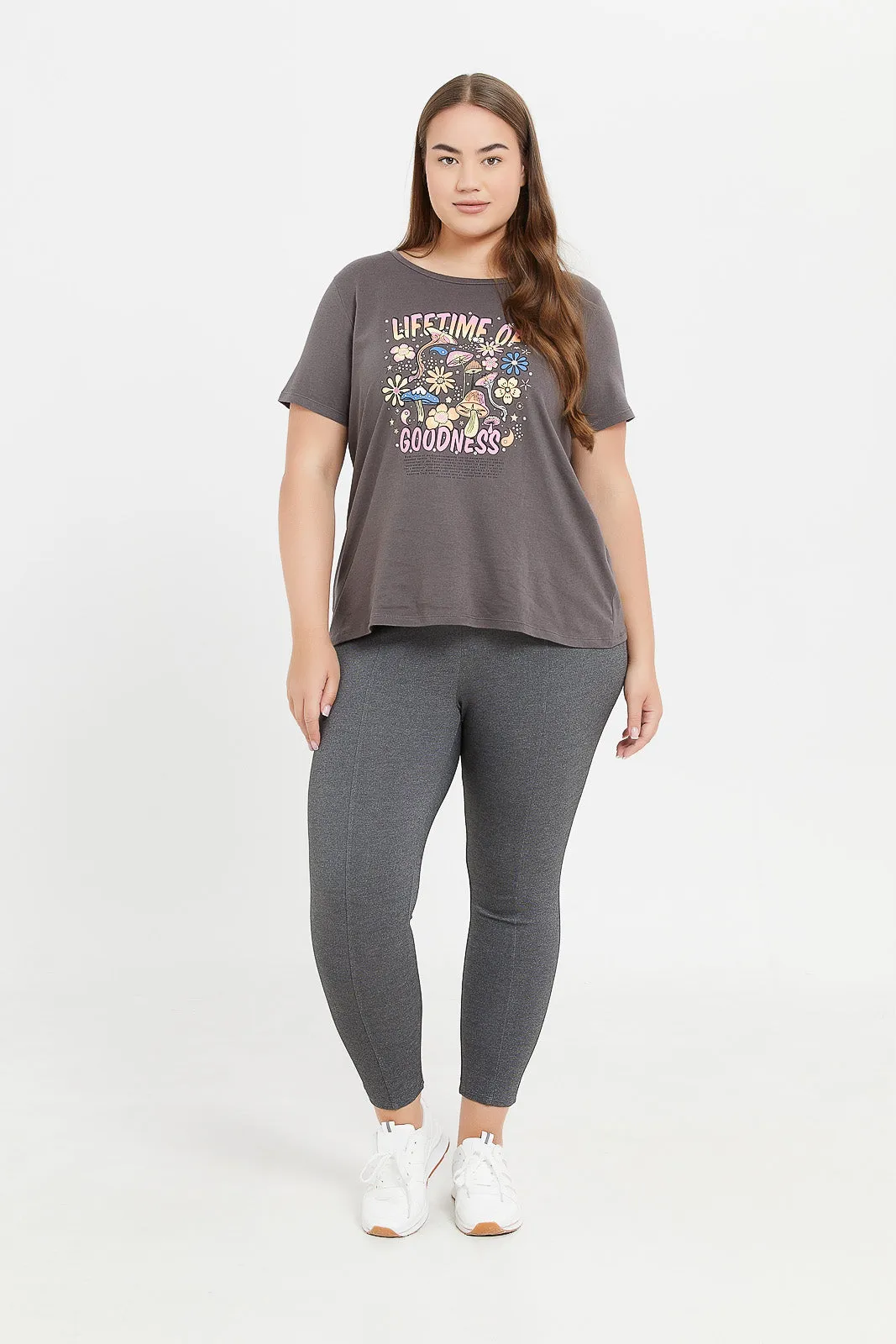 Plus Size Charcoal Ponte Legging