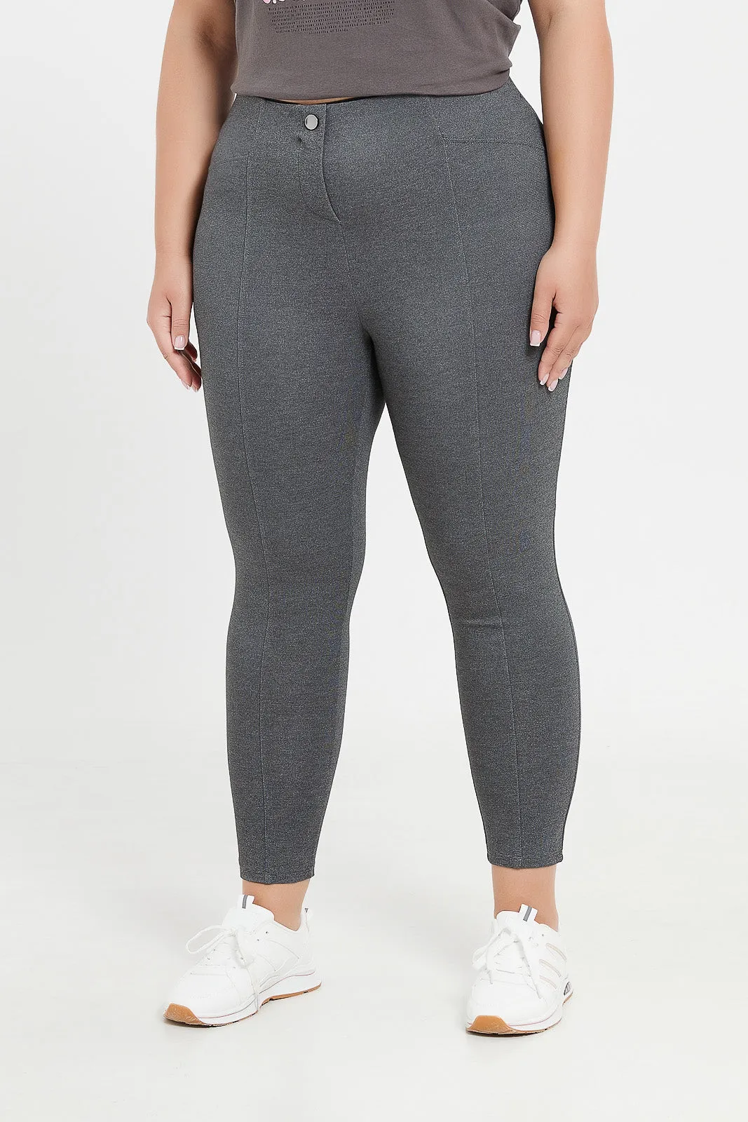 Plus Size Charcoal Ponte Legging