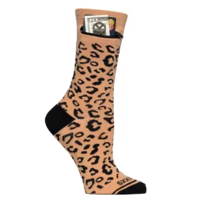 Pocket Socks PS 12036-M Womens Fashion Crew, Cheetah