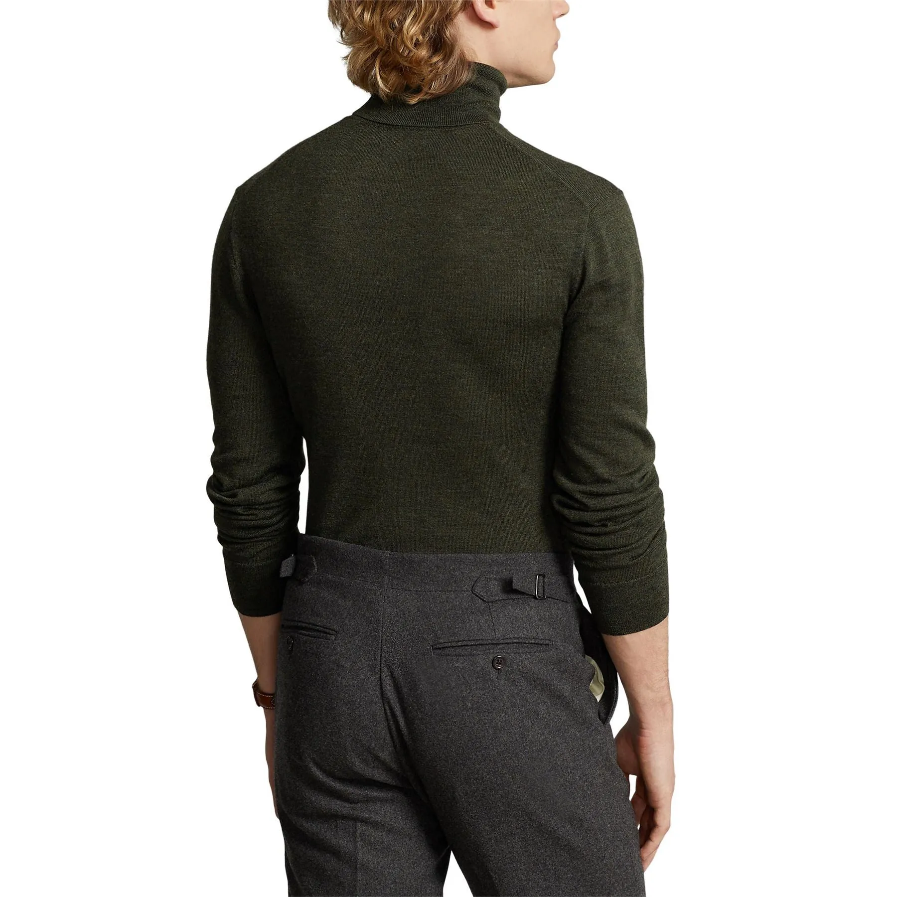 Polo Golf Washable Wool Turtleneck Sweater Olive Heather - AW23