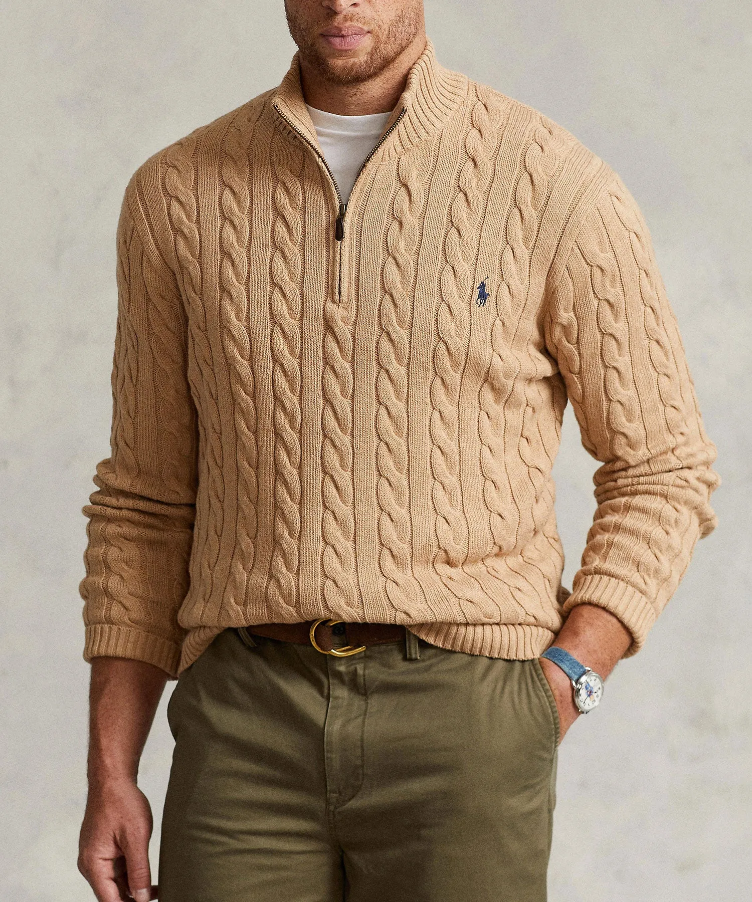 Polo Ralph Lauren Cotton Cable Half-Zip Pullover Sweater