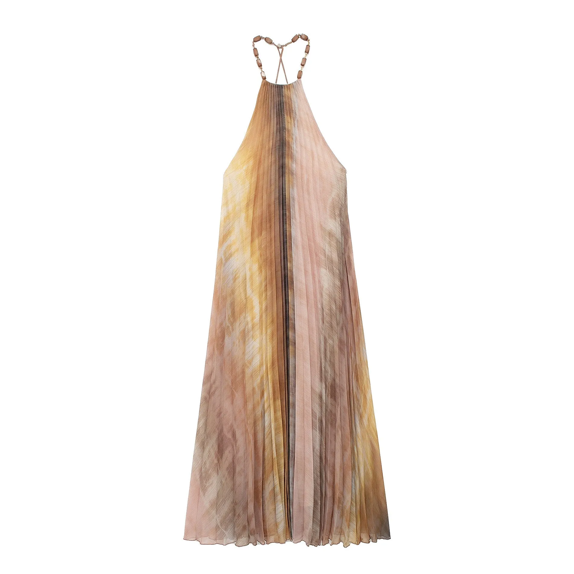 Pre Order:  Tie Dye Halter Neck Pleated Dress