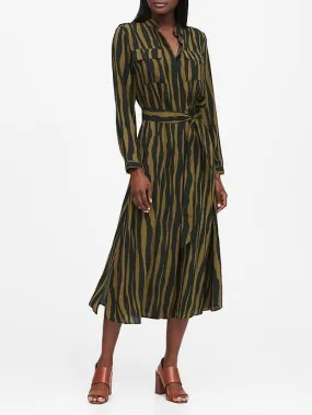 Print Utility Shirt Dress in Black Zebra