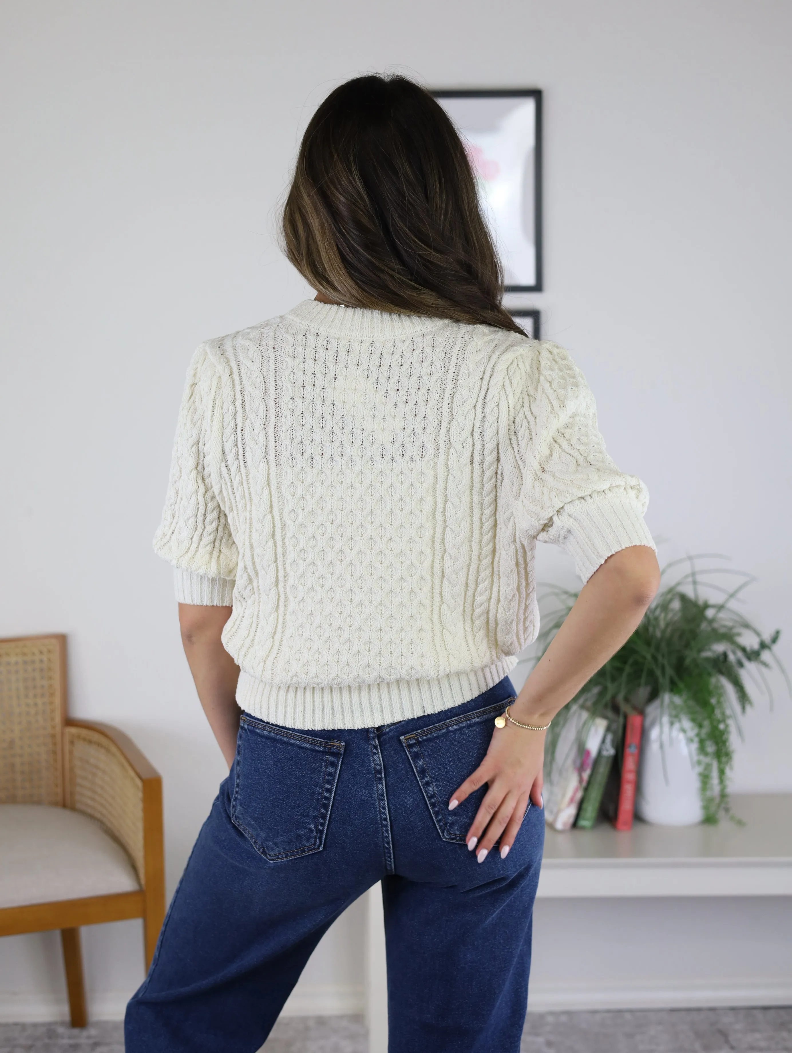 Puffy Cable Knit Sweater