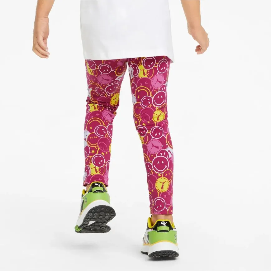 Puma X Smiley World Printed Girls Lifestyle Tight Fuchsia