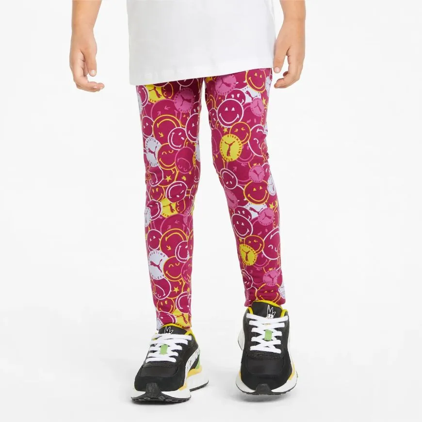 Puma X Smiley World Printed Girls Lifestyle Tight Fuchsia