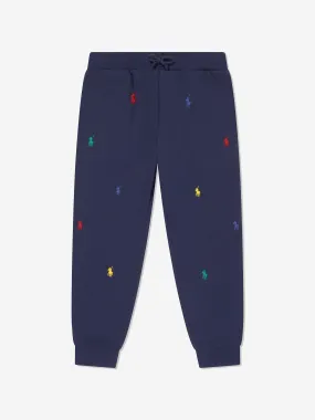 Ralph Lauren Boys Multi Logo Joggers in Navy