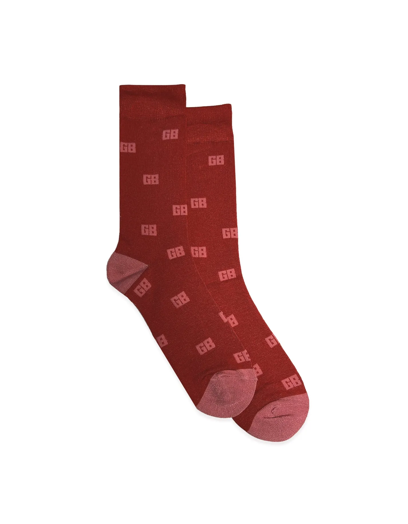 Red & Pink GB Monogram Bamboo Sock