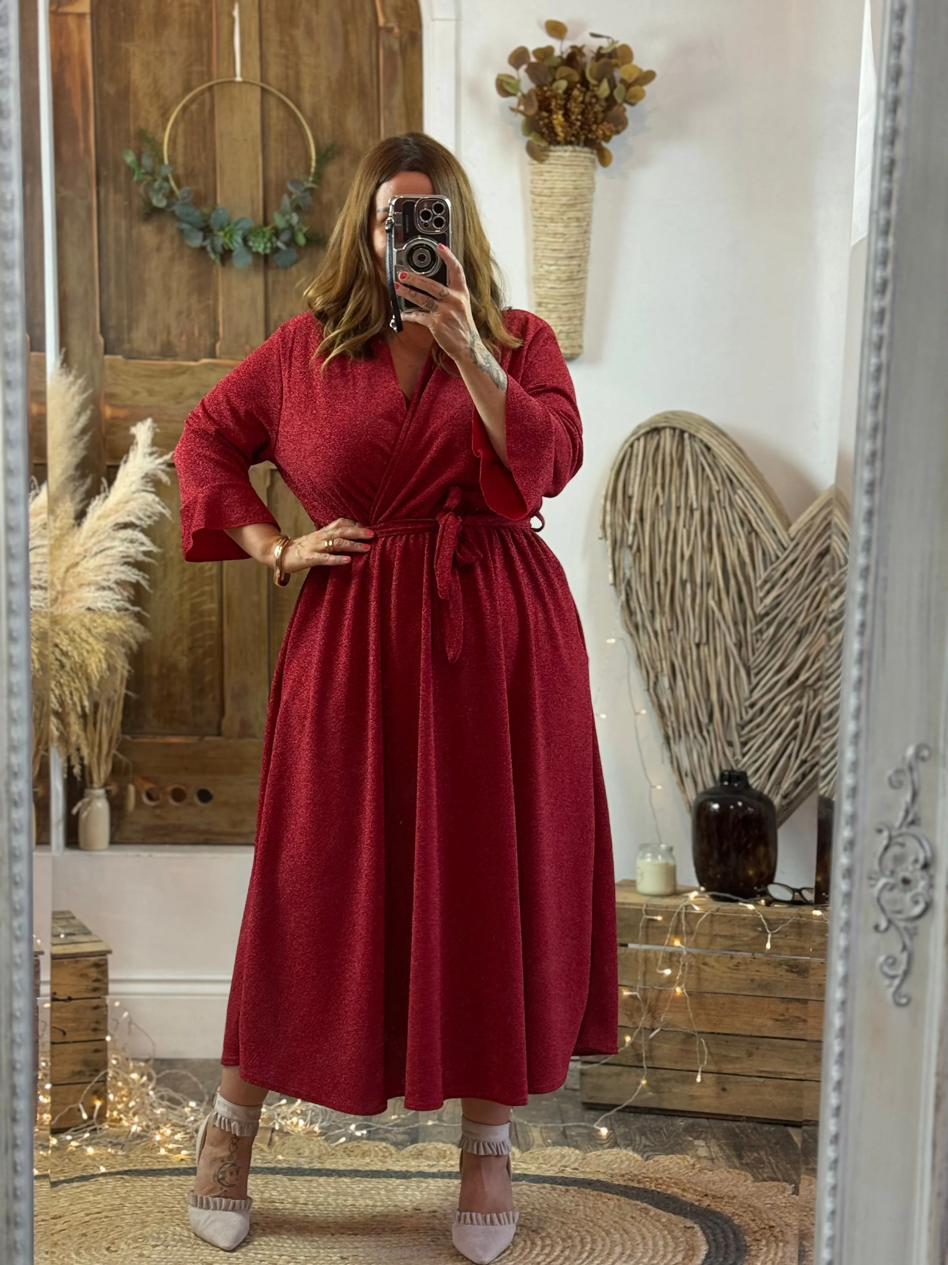 Red Sparkly Roxy Midaxi Dress