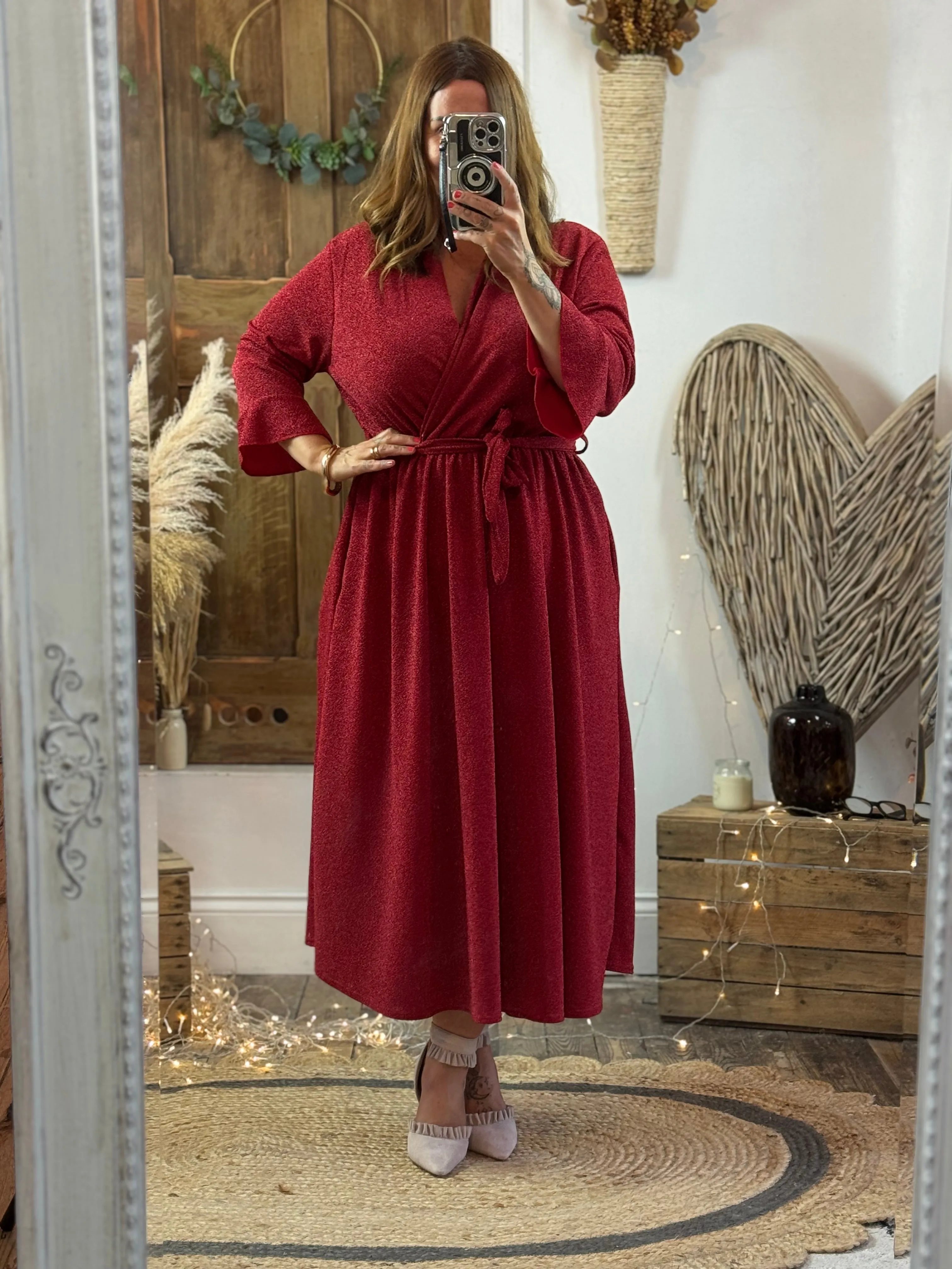 Red Sparkly Roxy Midaxi Dress