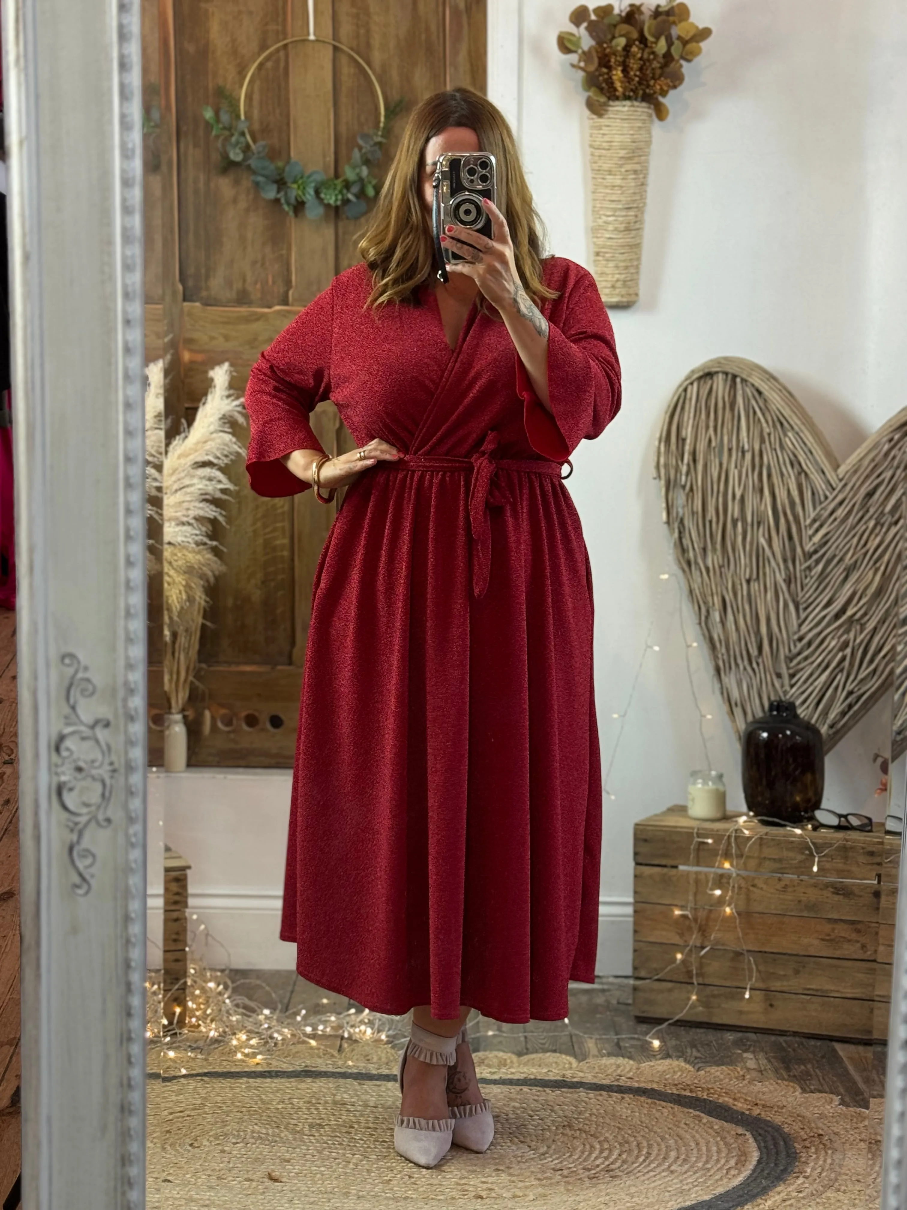 Red Sparkly Roxy Midaxi Dress