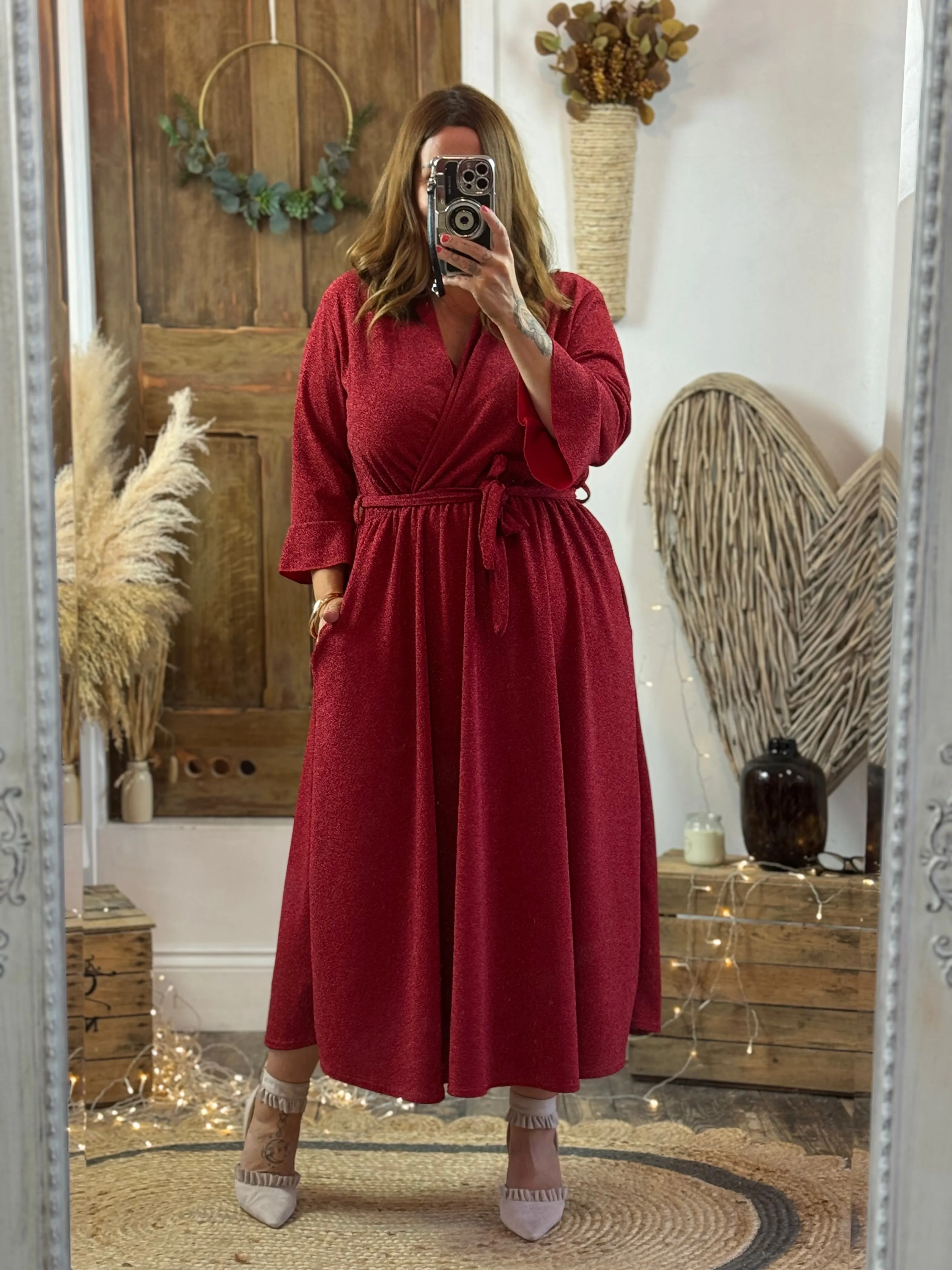 Red Sparkly Roxy Midaxi Dress