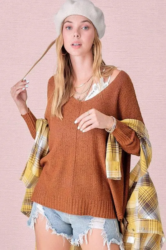 Relaxed fit hi low sweater