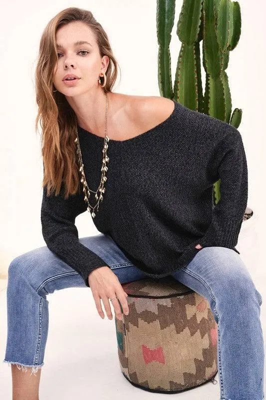 Relaxed fit hi low sweater