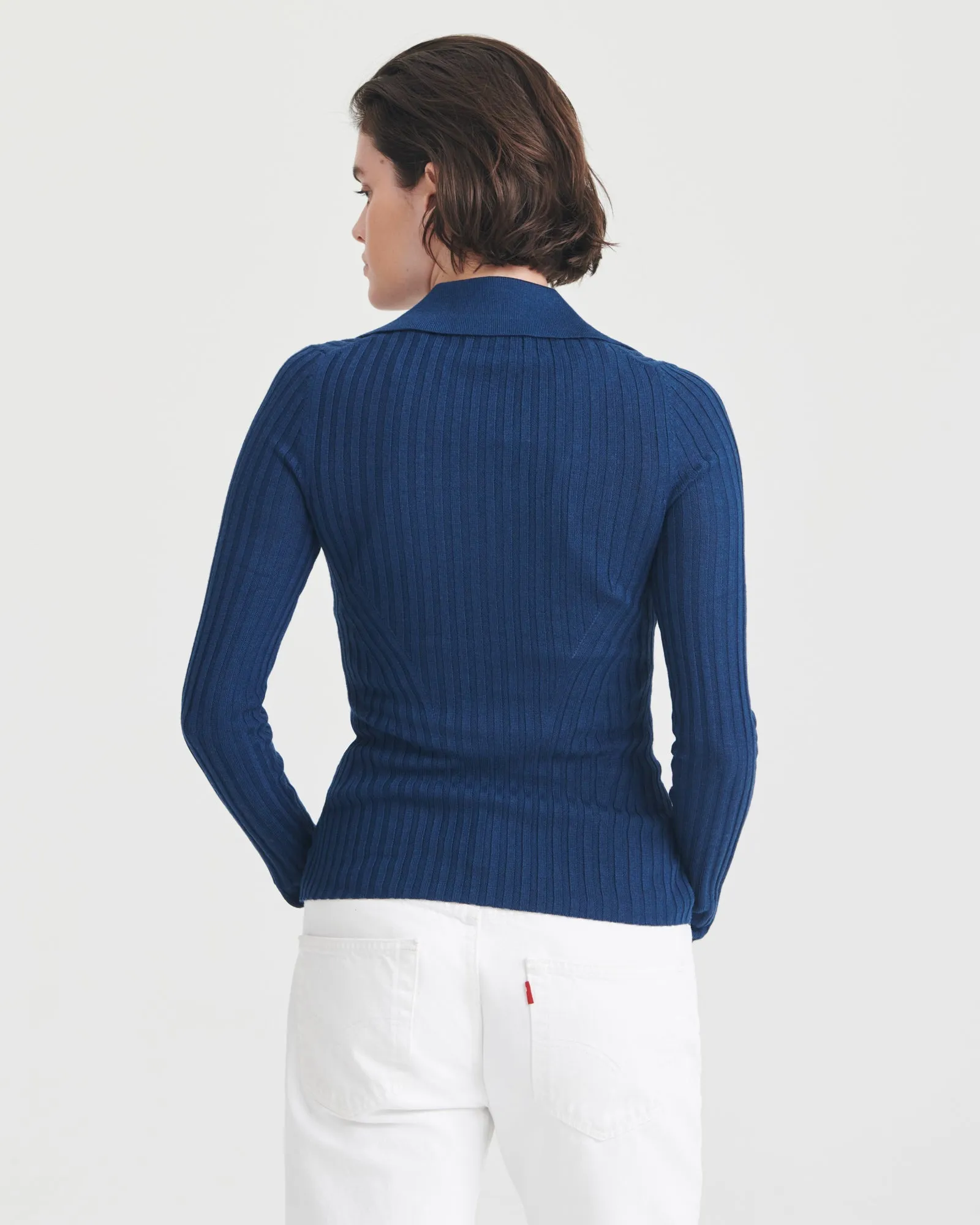 Ribbed Open Neck Polo