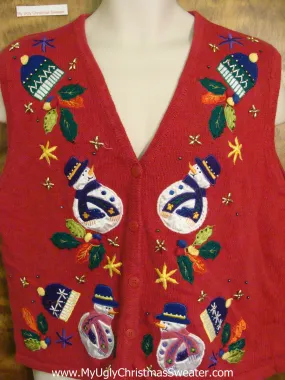 Rolling Snowmen Corny Christmas Sweater Vest