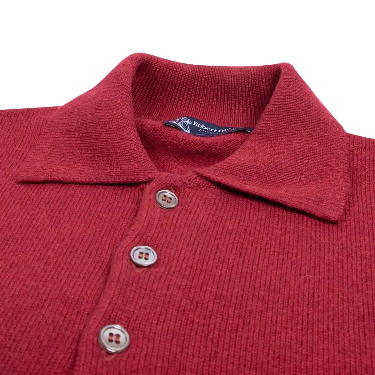 Russet Red Balvenie 3 Button 4ply Cashmere Polo Sweater