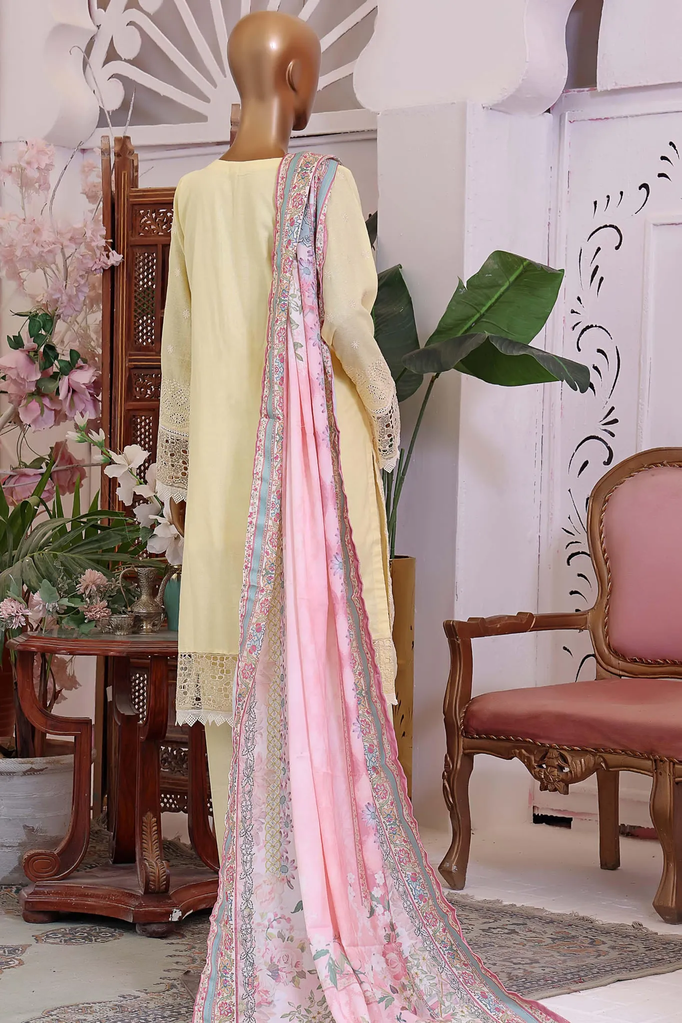 Sada Bahar Stitched 3 Piece Karandi Chikankari Shawl Collection'2022-KCK-09-Lemon