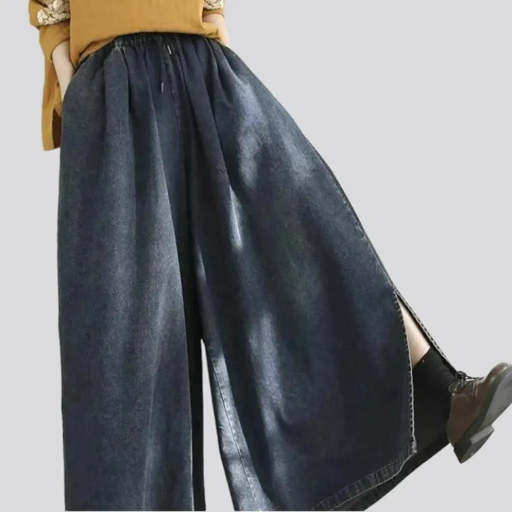 Sanded high-waist denim pants for ladies