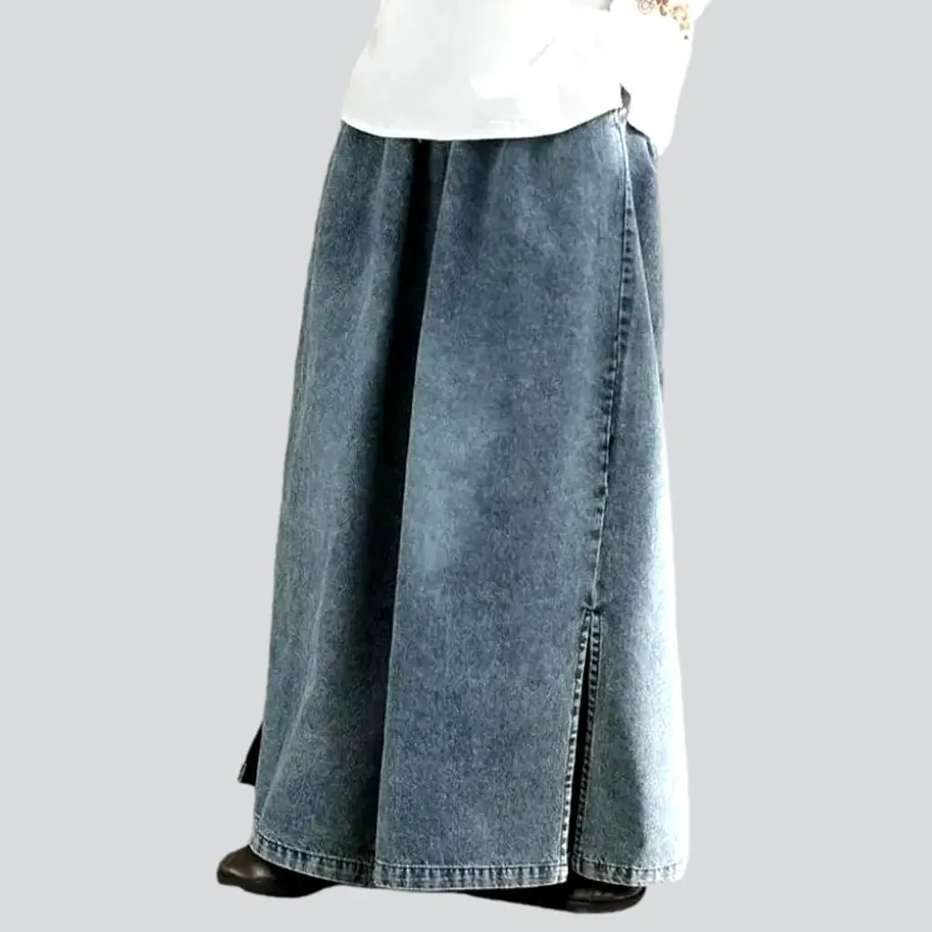 Sanded high-waist denim pants for ladies