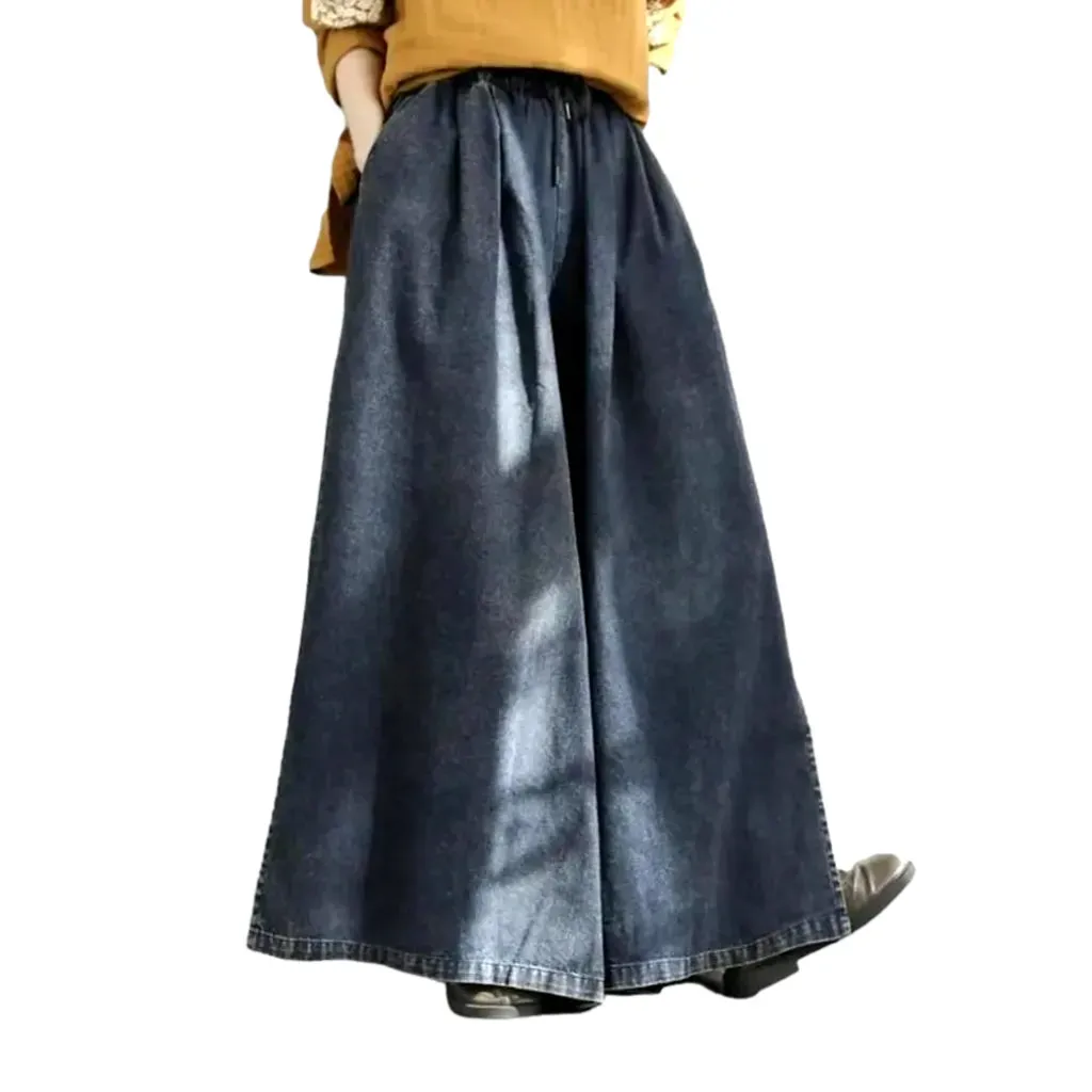 Sanded high-waist denim pants for ladies