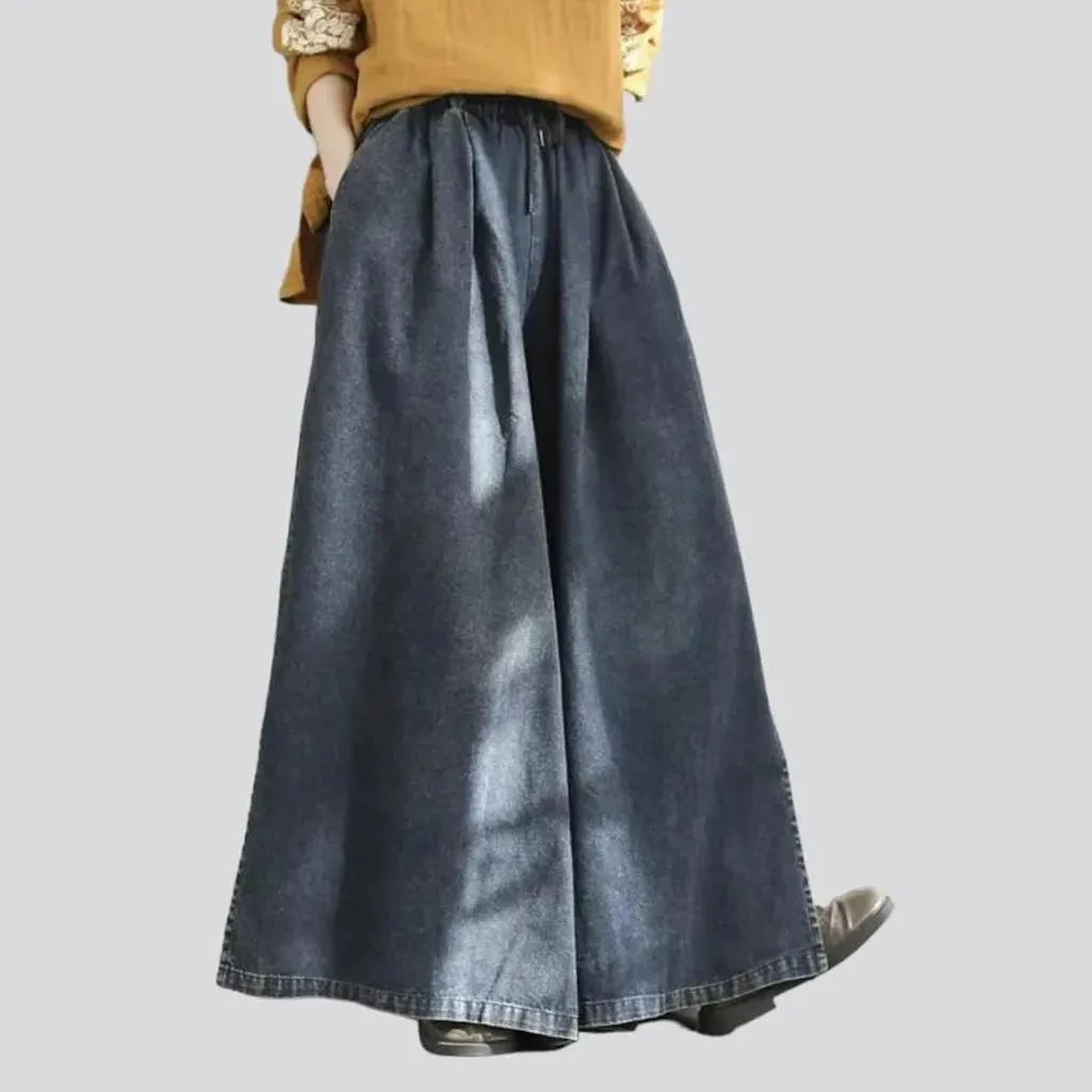 Sanded high-waist denim pants for ladies