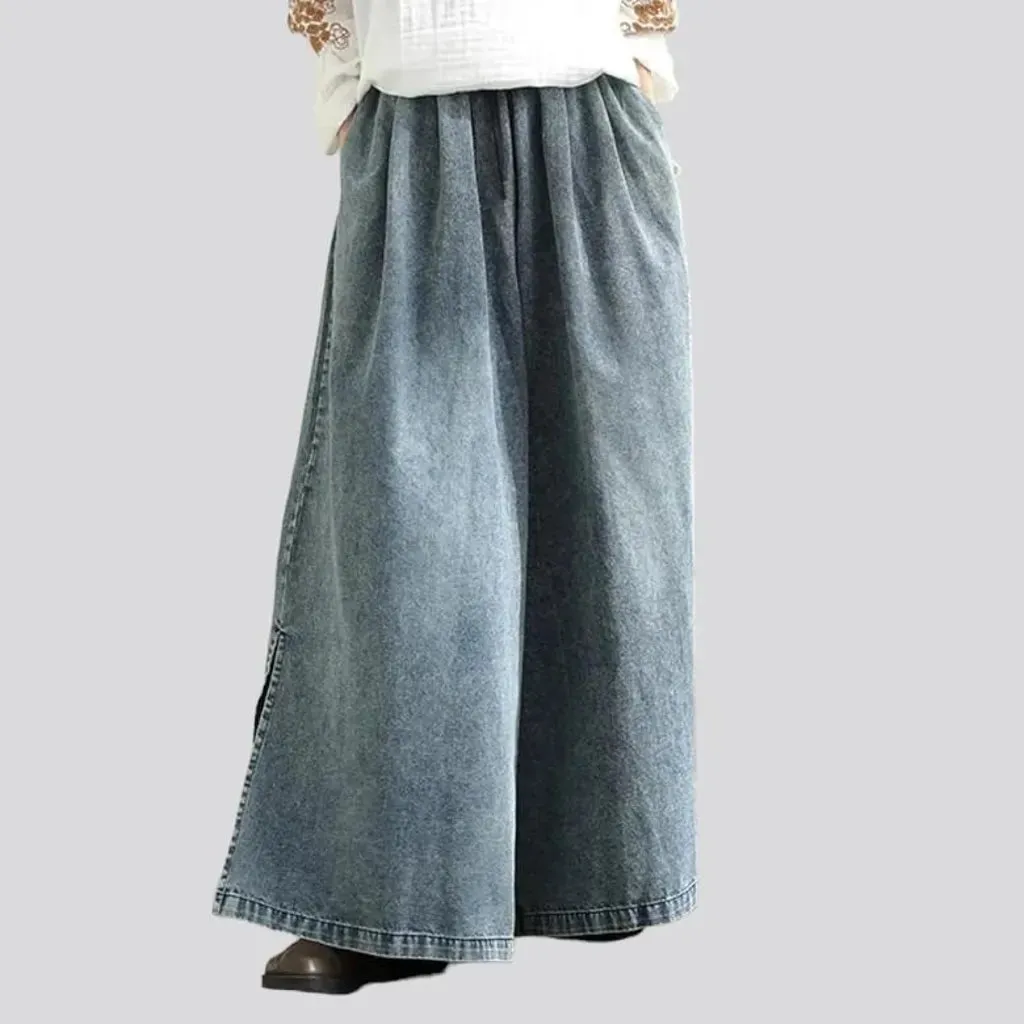 Sanded high-waist denim pants for ladies