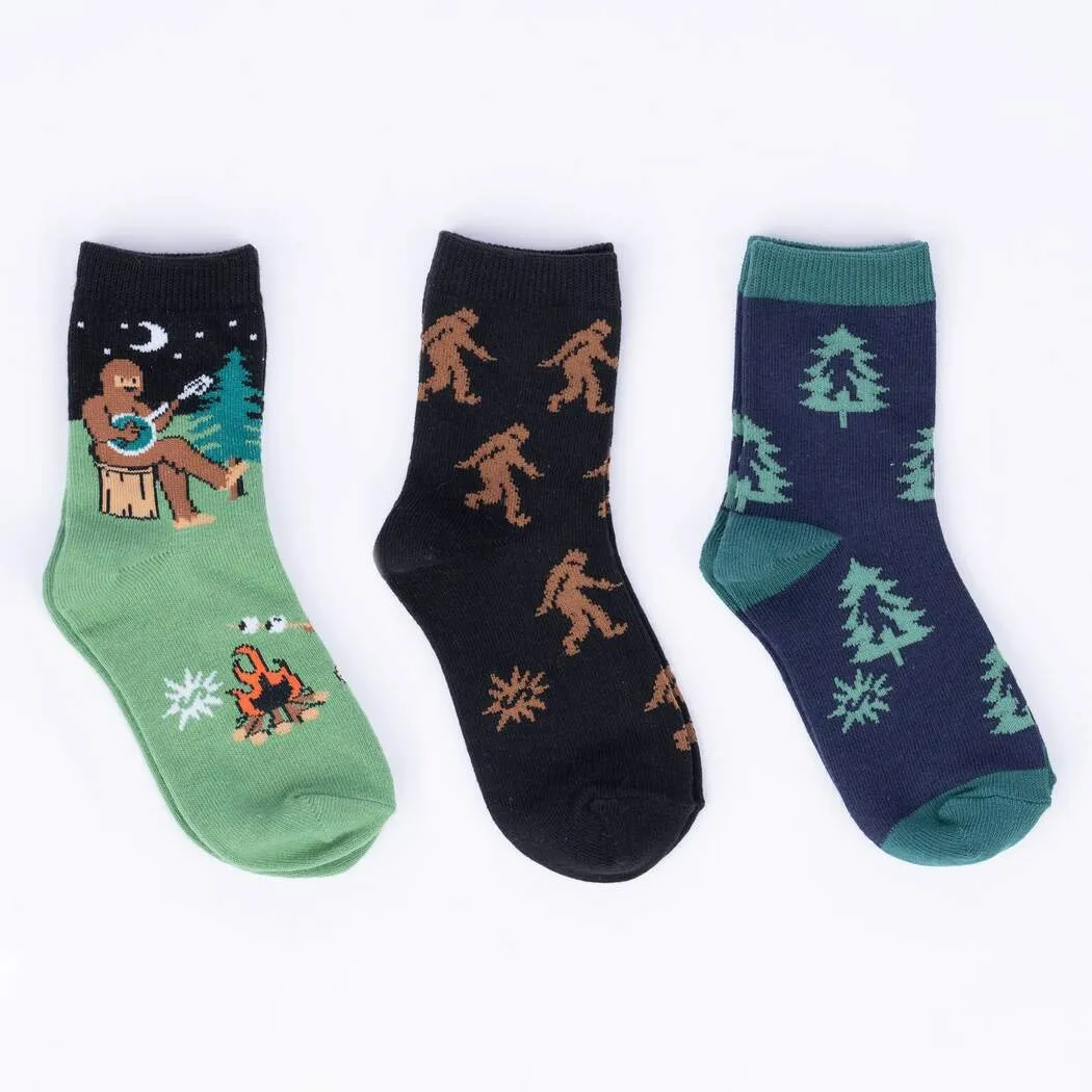 Sasquatch Campout Kids Crew Socks - 3 Pack