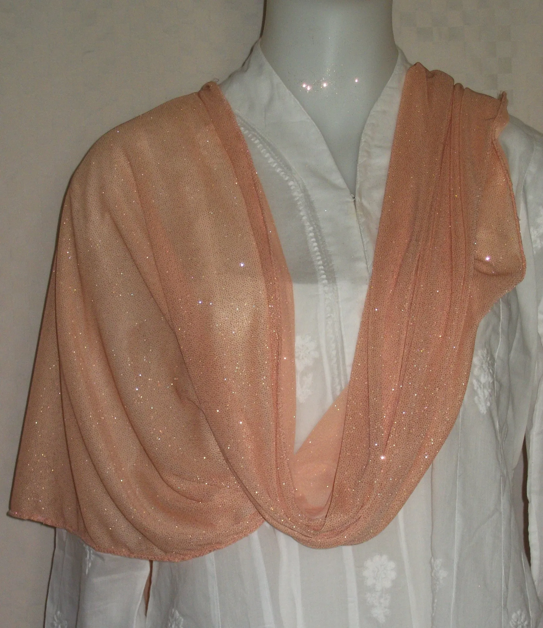 Scarf 2271 Peach Jersey Dupatta Chunni Shawl Shieno