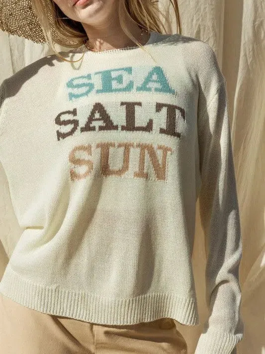 Sea Salt Sun Round Neck Long Sleeve Graphic Sweater