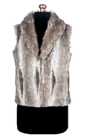 Shawl Collar Vest - Luxury Faux Fur in Birch with Arctic Fox