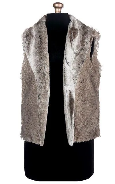 Shawl Collar Vest - Luxury Faux Fur in Birch with Arctic Fox