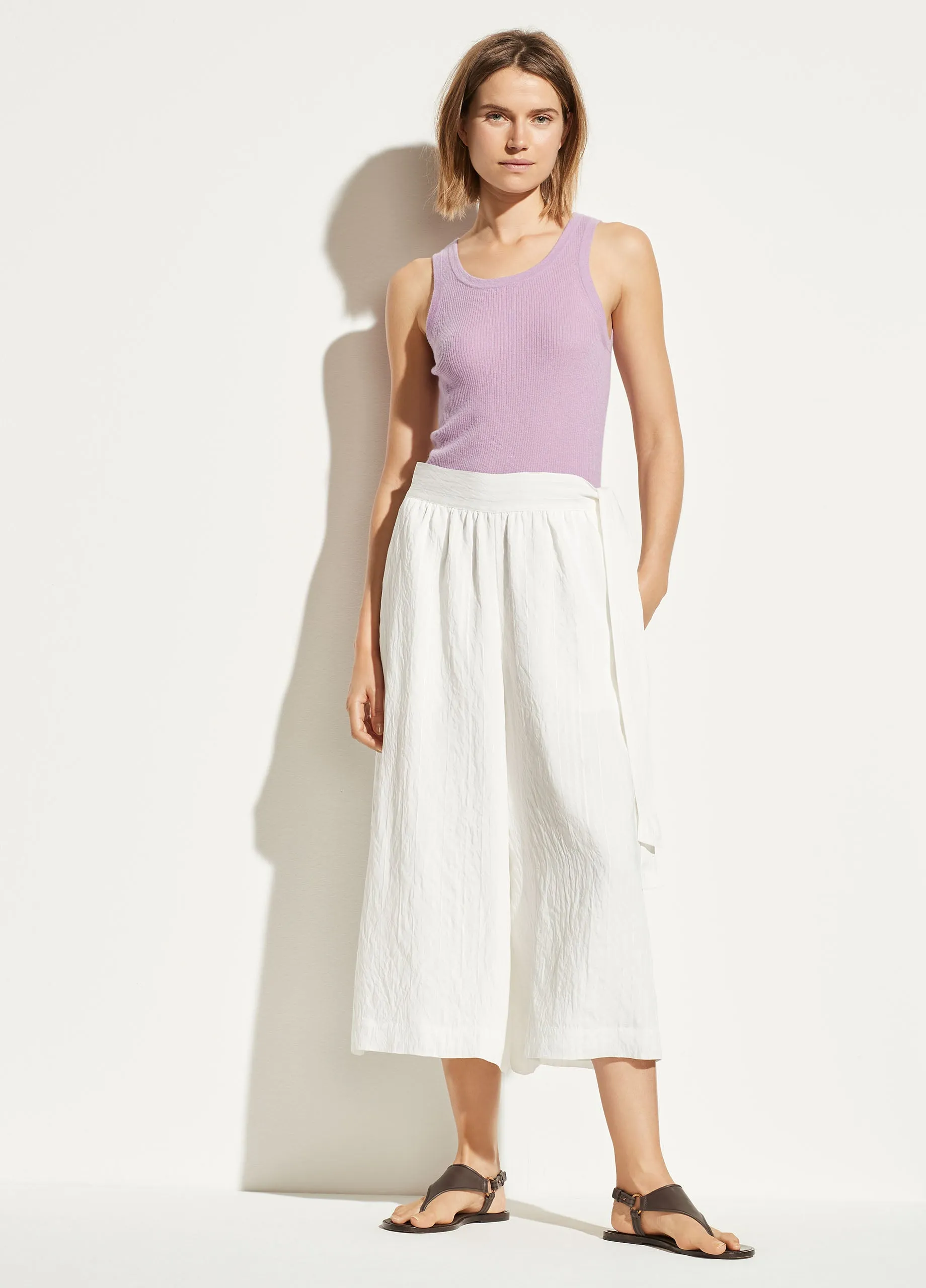 Side Tie Culotte in Optic White