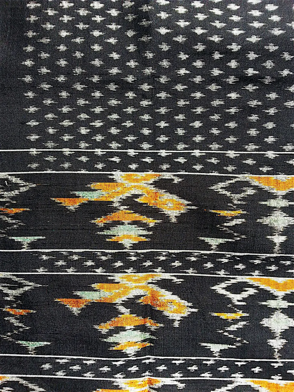 Silk Ikat Textile Black White Mint Orange