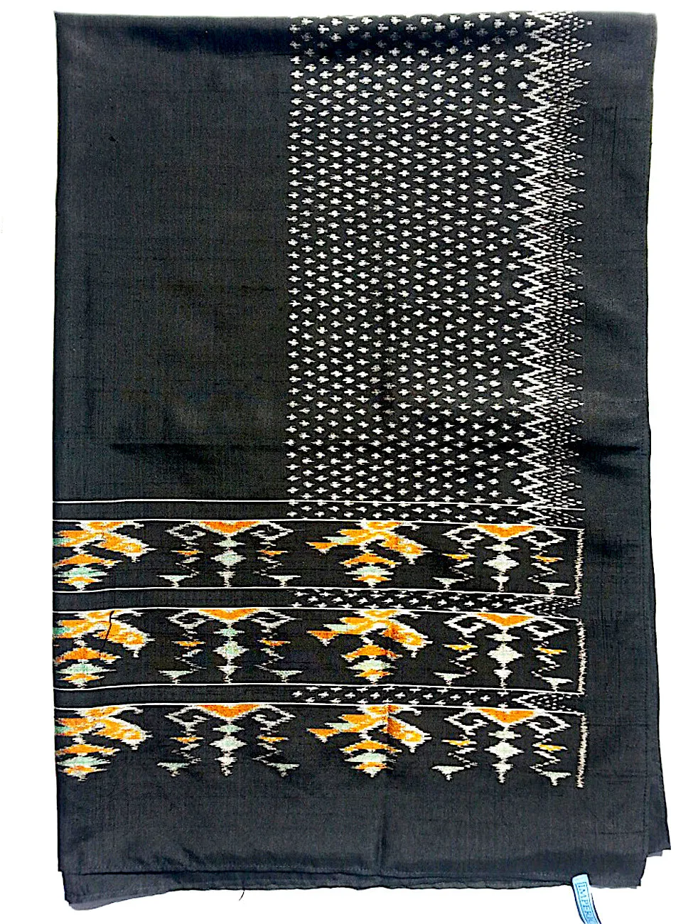 Silk Ikat Textile Black White Mint Orange