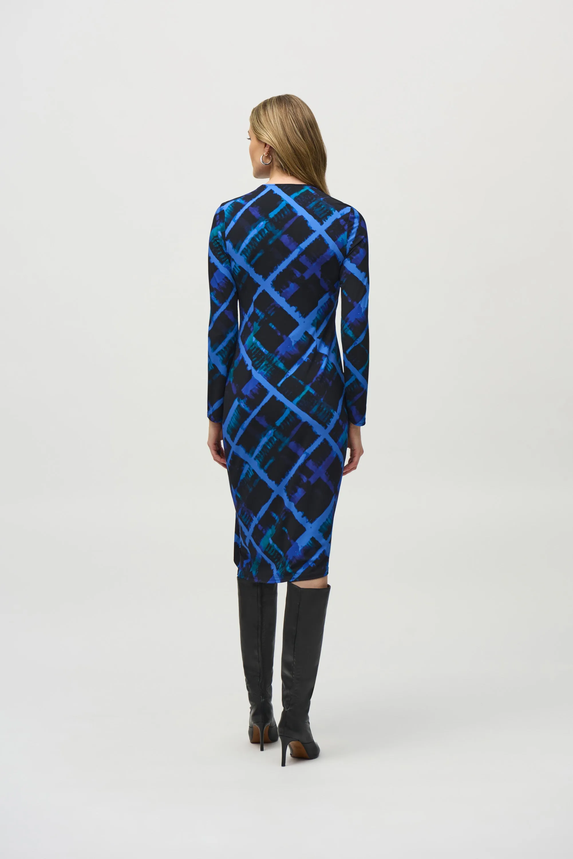 Silky Knit Abstract Print Wrap Dress