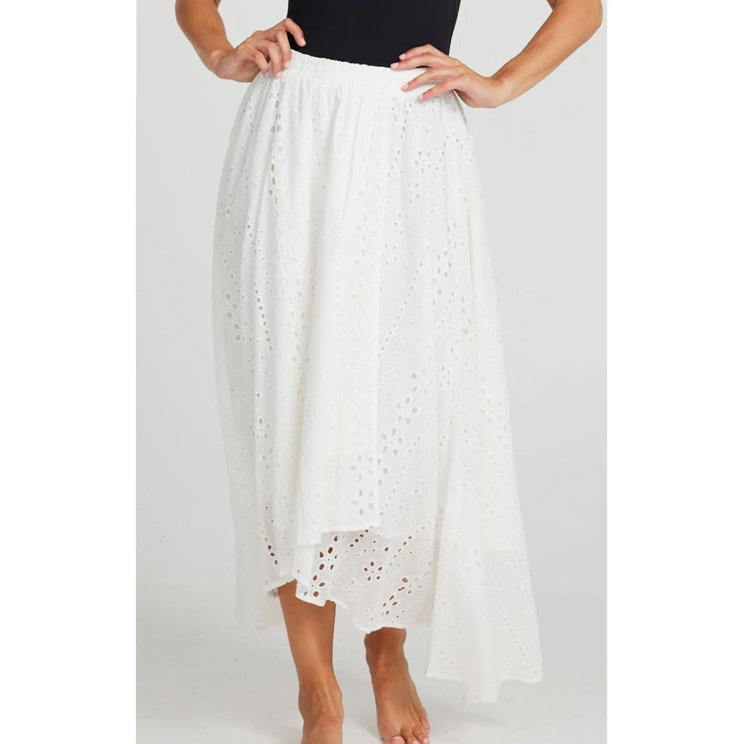 Skirt Cascade Wrap - White Broderie