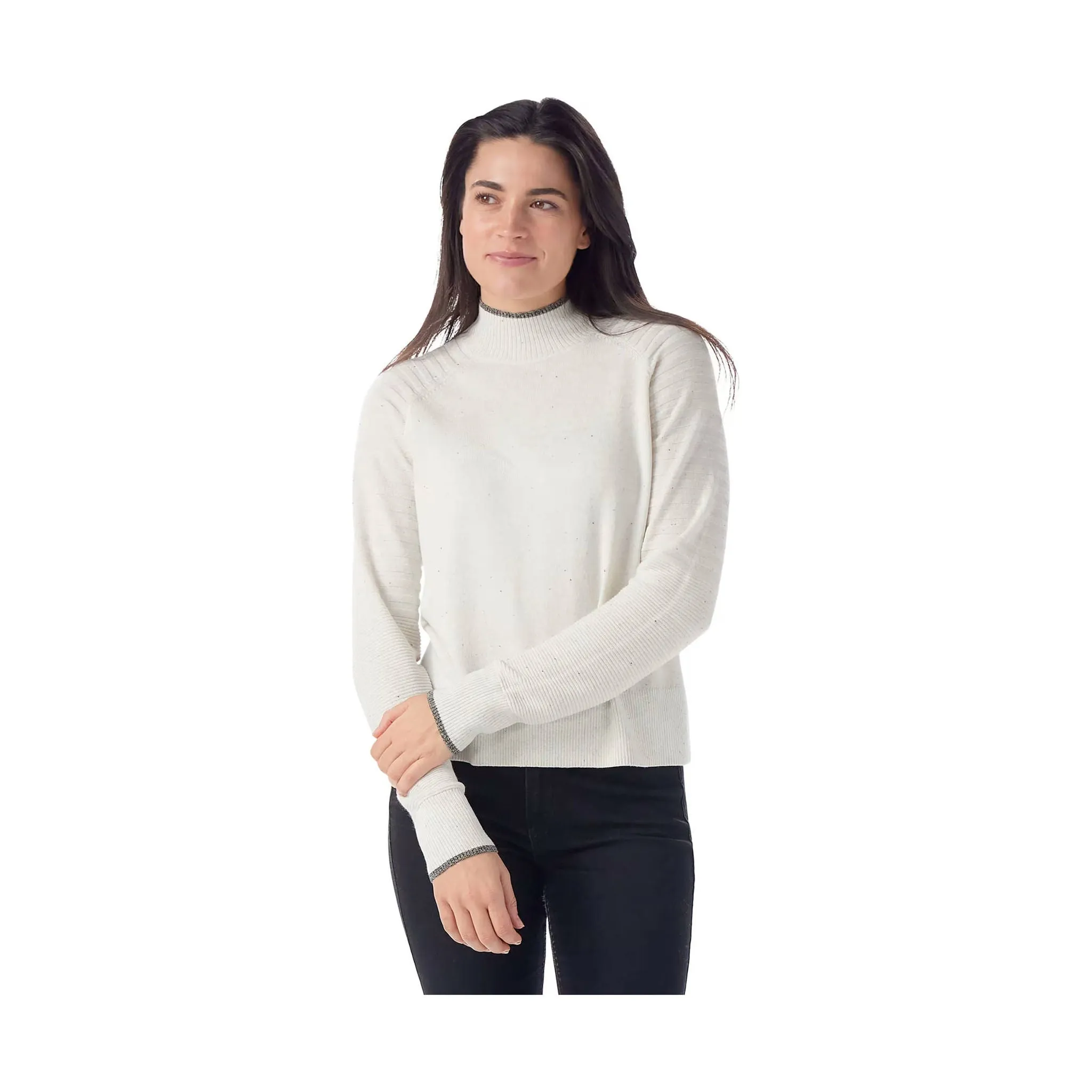 Smartwool Women's Edgewood Mock Neck Sweater - Natural Donegal