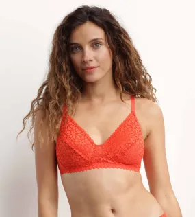 Soutien-gorge triangle sans armature motif floral Rouge Daily Dentelle