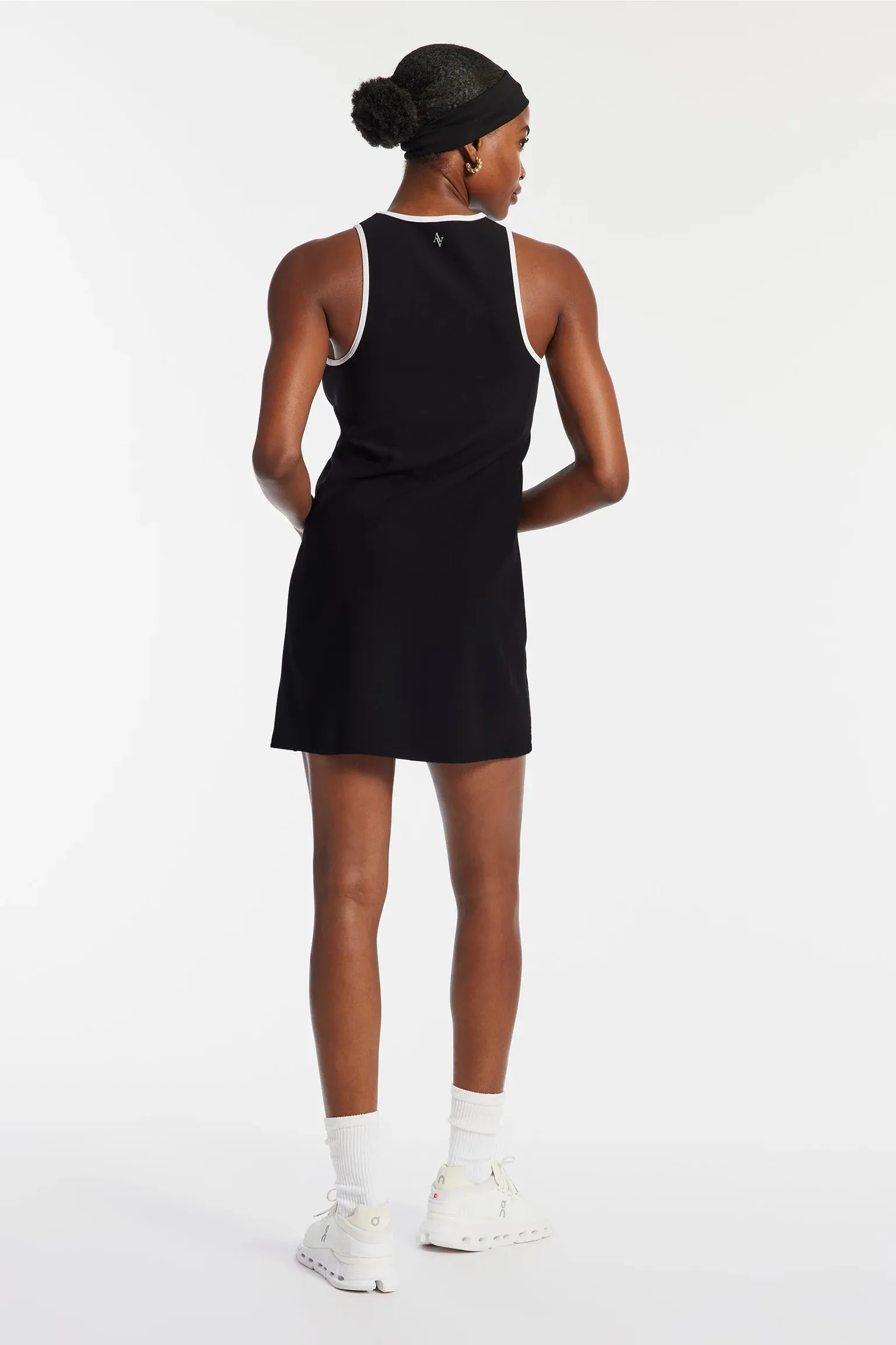 Sport Rib Dress With Tipping in Black & White