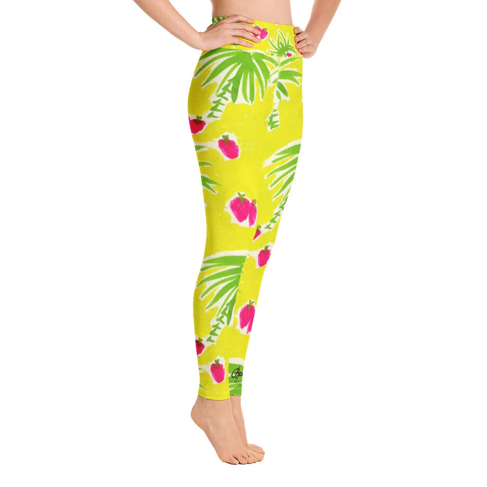 Strawberry Tropic Yoga Leggings