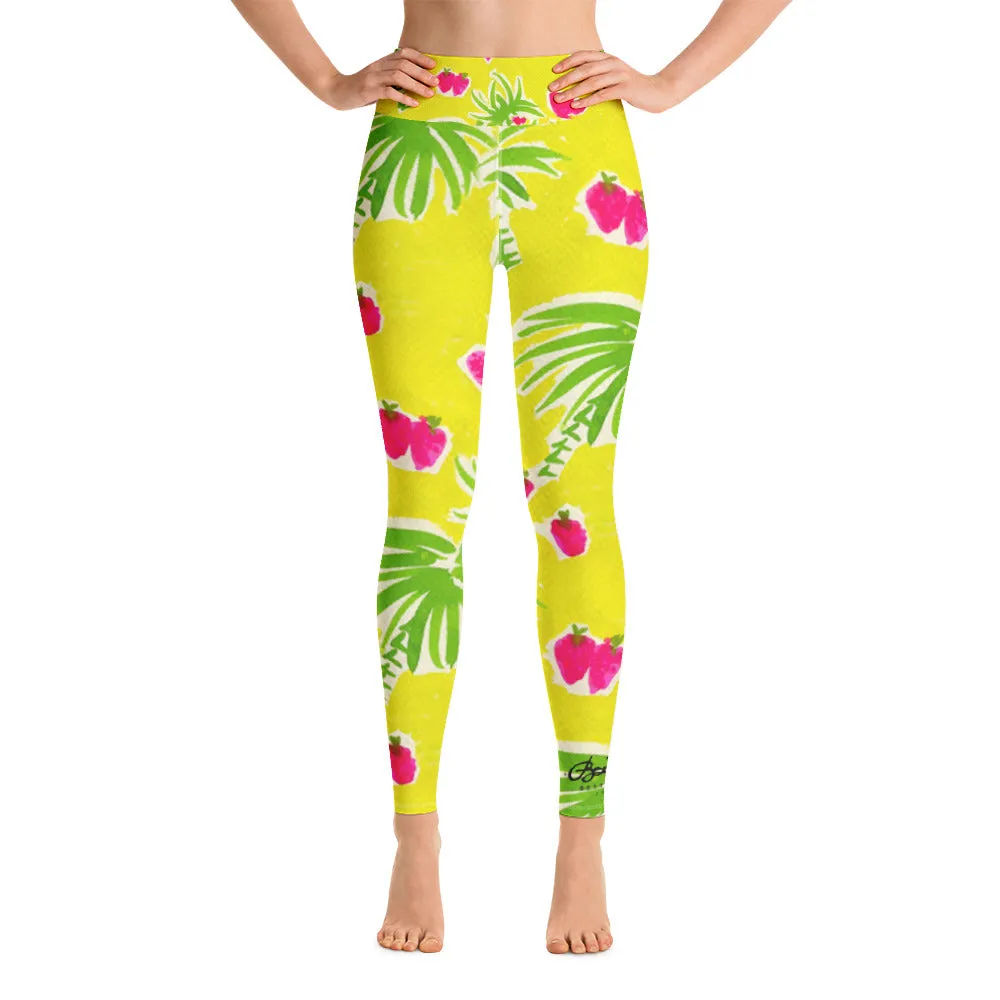 Strawberry Tropic Yoga Leggings