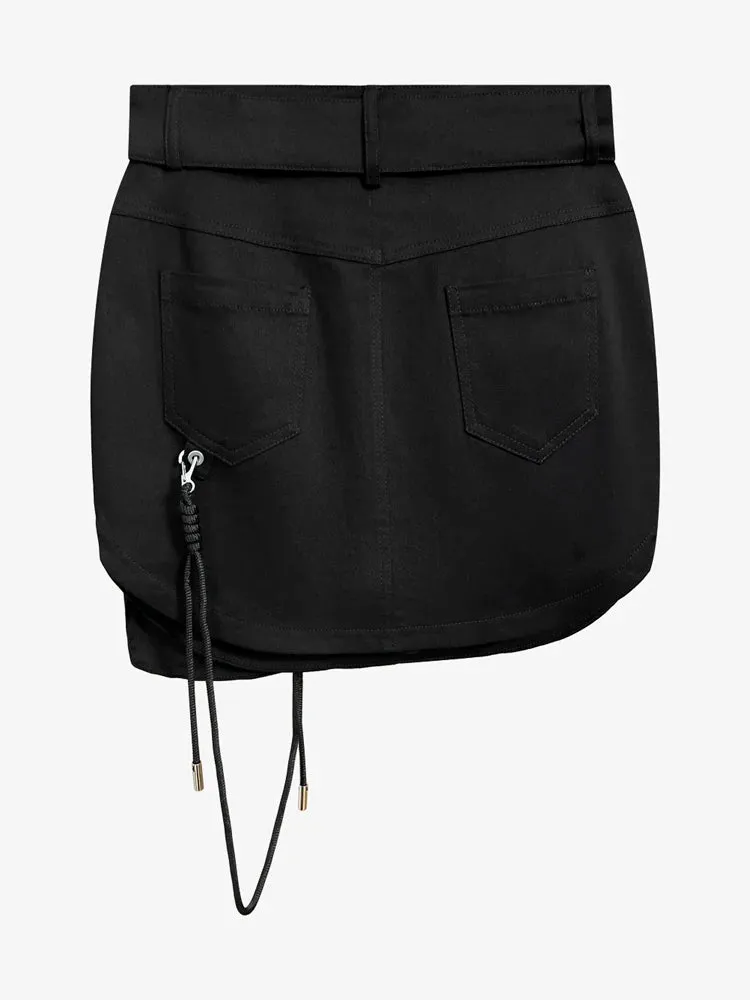 Streetwear Black Fashion Skirt For Women High Street Patchwork Detachable Pockets Mini Skirts Female Korean Clothes