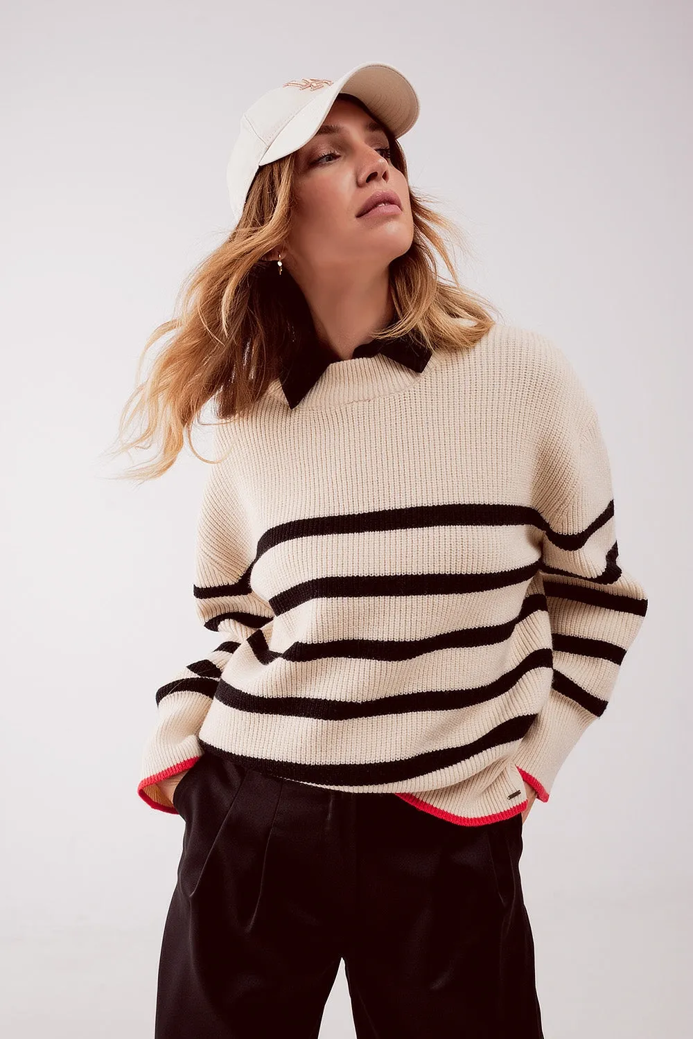 Striped Sweater - Beige