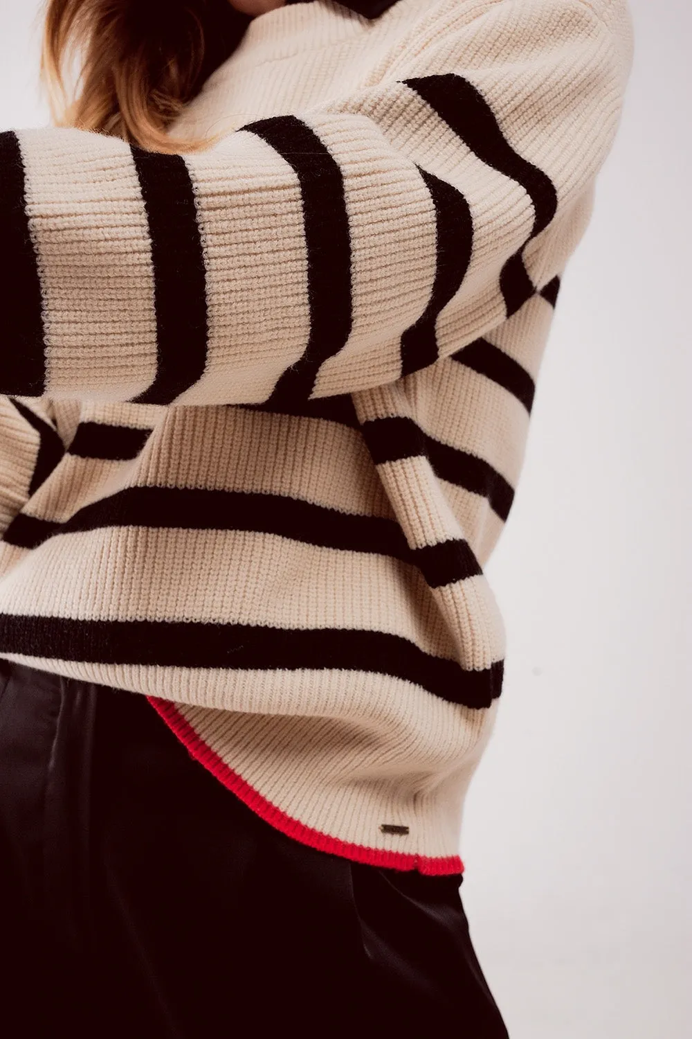 Striped Sweater - Beige