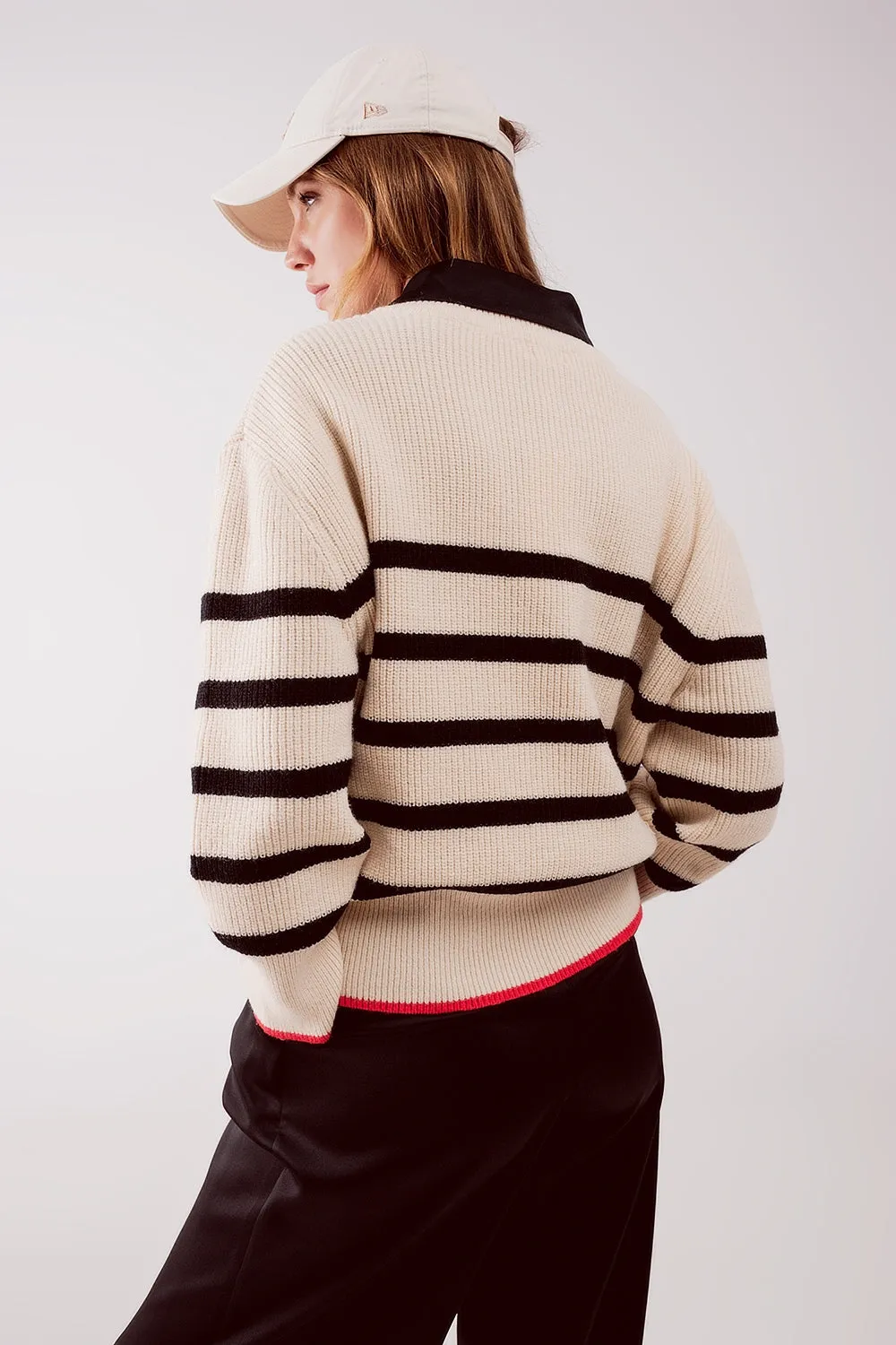 Striped Sweater - Beige