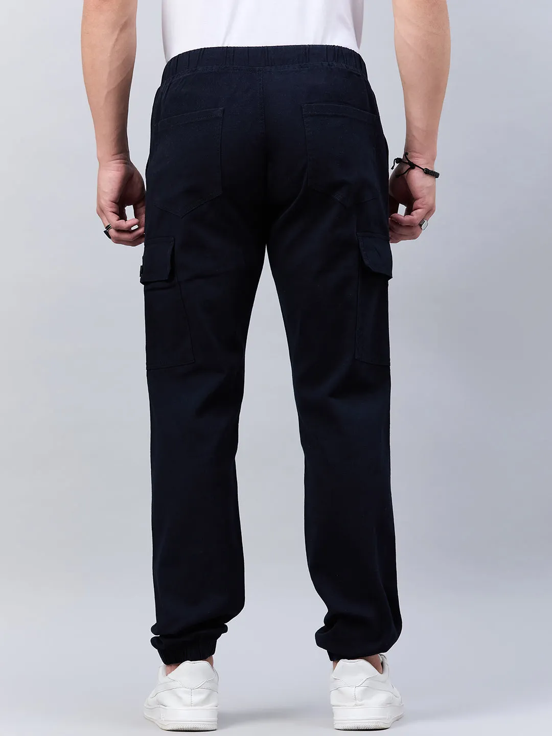 Style Quotient Men Navy Stretchable Jogger Trouser