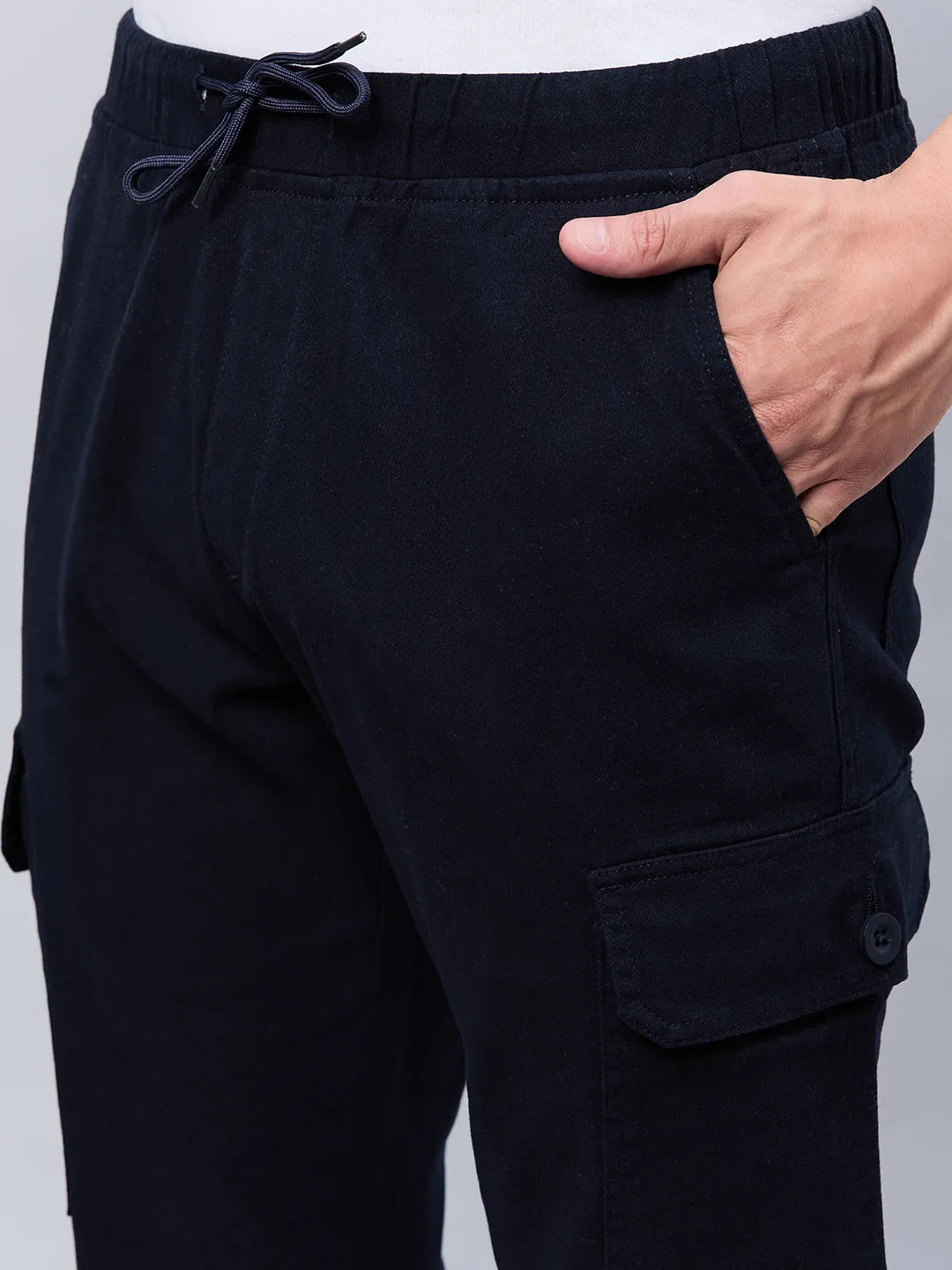 Style Quotient Men Navy Stretchable Jogger Trouser