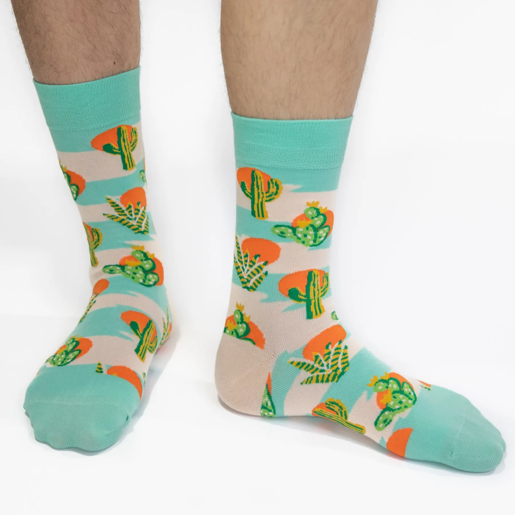 Sunset Cactus Men's Crew Socks