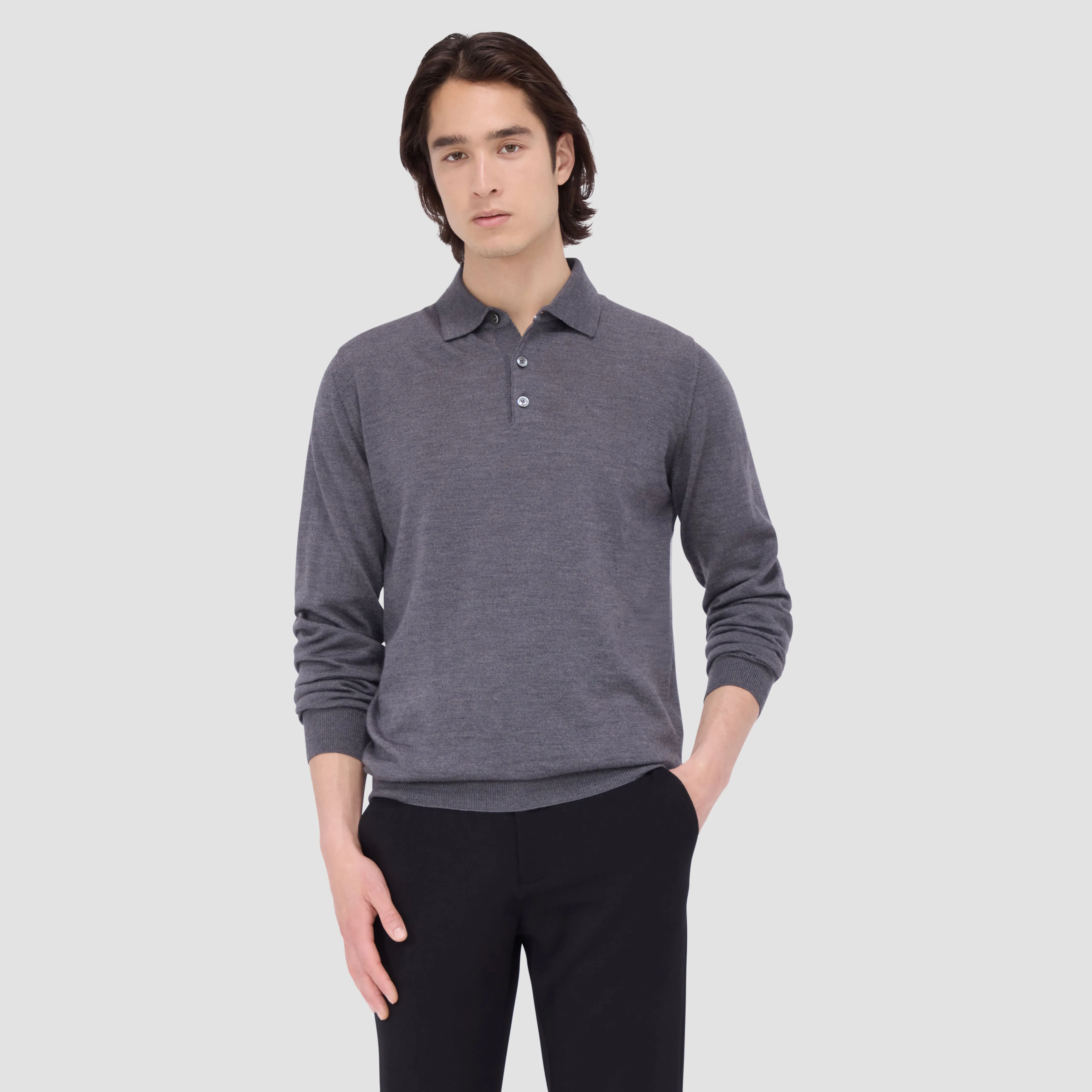 Super Merino Solid Polo Sweater